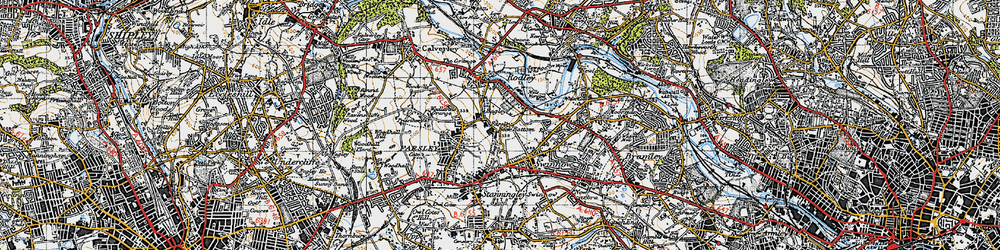 Old map of Farsley Beck Bottom in 1947