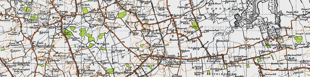 Old map of Farther Howegreen in 1945