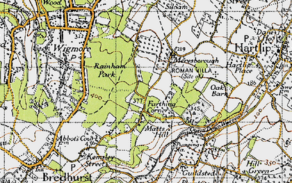 Old map of Farthing Corner in 1946