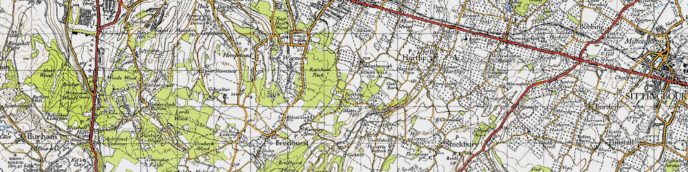 Old map of Farthing Corner in 1946