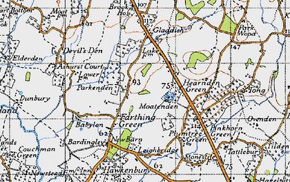 Old map of Farthing Green in 1940