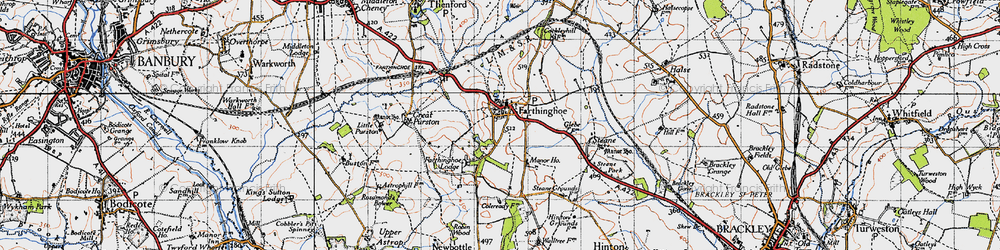 Old map of Farthinghoe in 1946