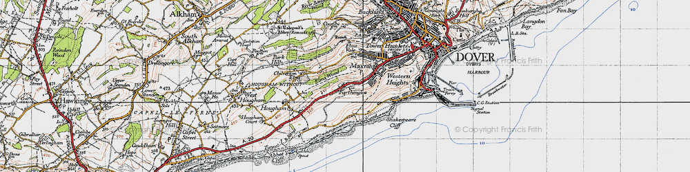 Old map of Farthingloe in 1947