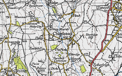 Old map of Farway Marsh in 1945