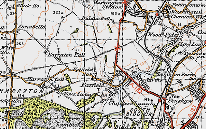 Old map of Fatfield in 1947