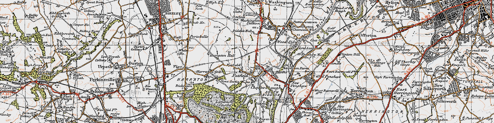 Old map of Fatfield in 1947