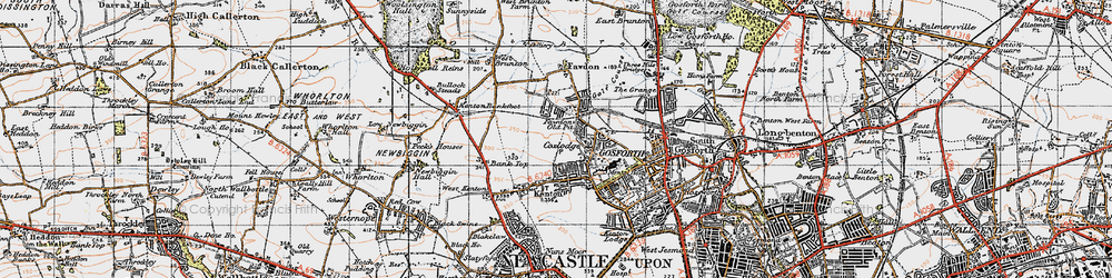 Old map of Fawdon in 1947