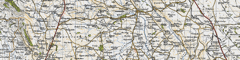 Old map of Fawfieldhead in 1947