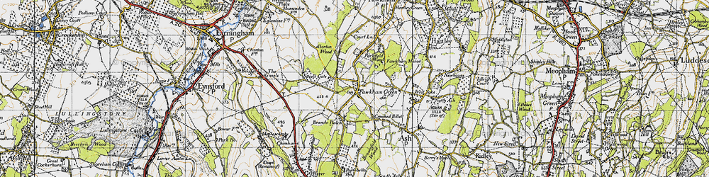 Old map of Fawkham Green in 1946