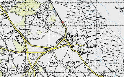 Old map of Fawley in 1945