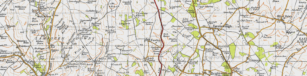 Old map of Lattin Down in 1947