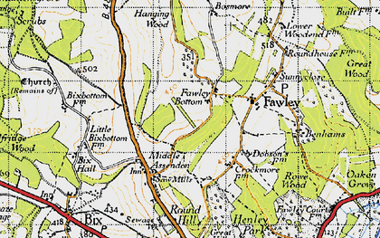 Old map of Fawley Bottom in 1947