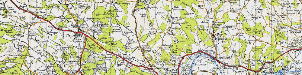 Old map of Fawley Bottom in 1947