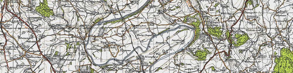 Old map of Fawley Cross in 1947