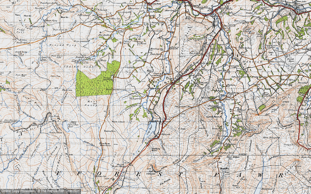 Old Map of Historic Map covering Blaencrai in 1947