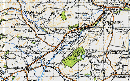 Old map of Afon Ogau in 1947