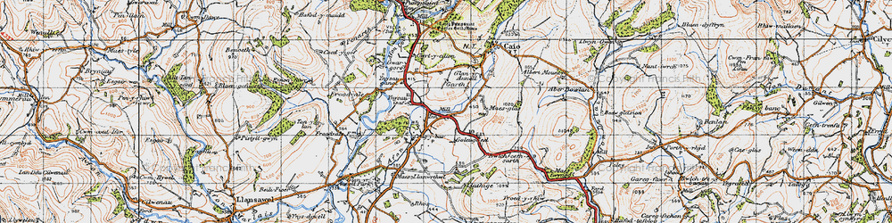 Old map of Ynysau-isaf in 1947
