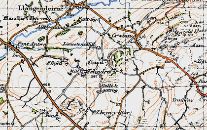 Old map of Felindre in 1946