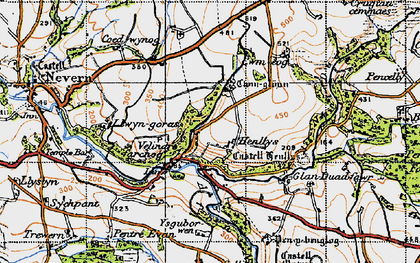 Old map of Berllan in 1947