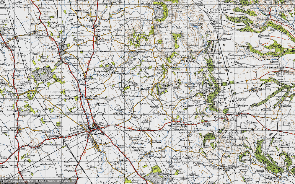 Old Map of Historic Map covering Bellmoor Plantn in 1947