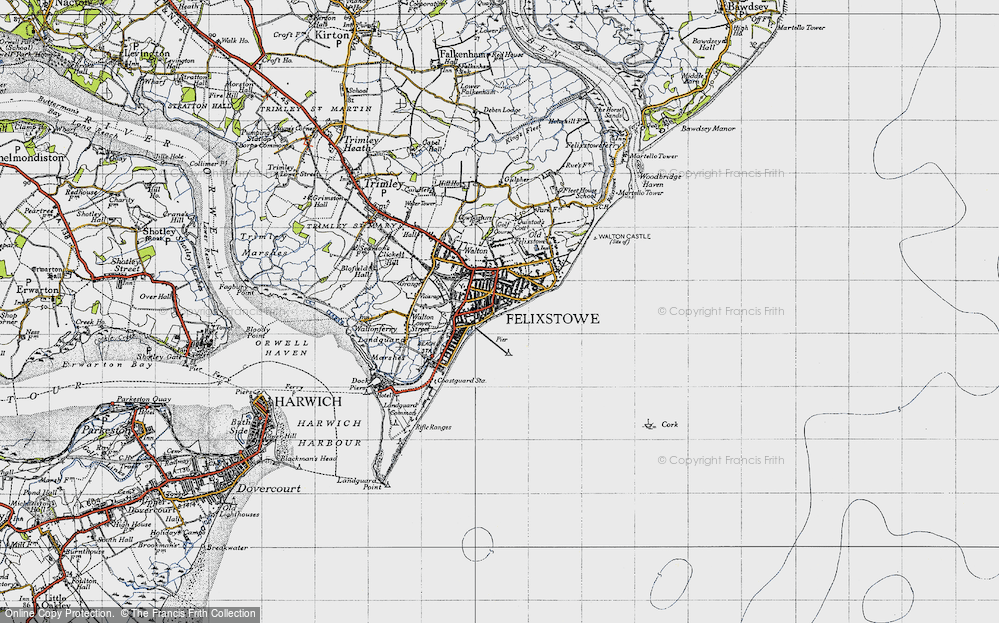 Old Map of Felixstowe, 1946 in 1946