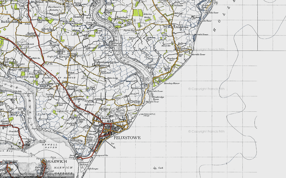Old Map of Felixstowe Ferry, 1946 in 1946