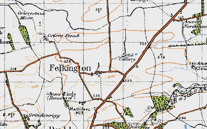 Old map of Felkington in 1947