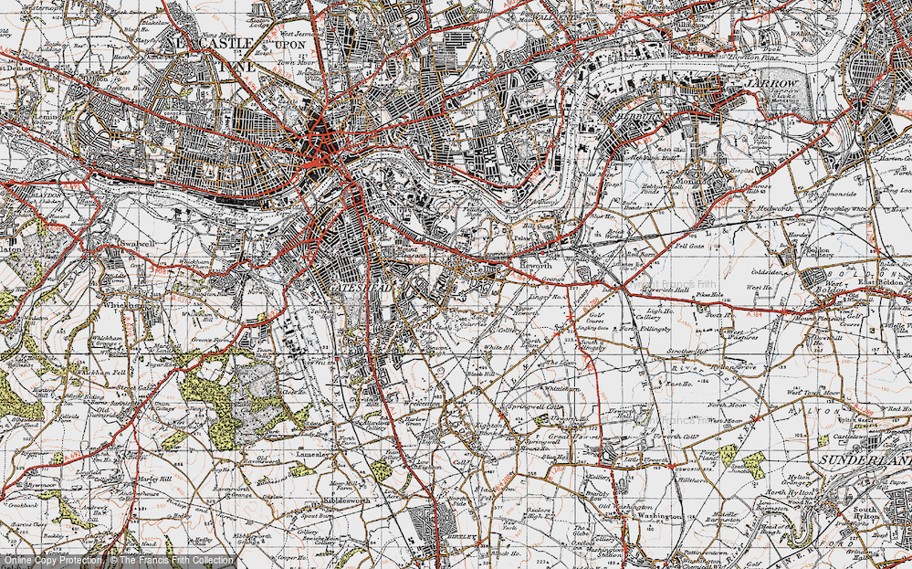 Old Map of Felling, 1947 in 1947