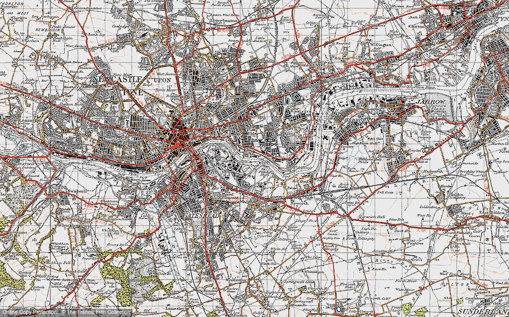 Old Map of Felling Shore, 1947 in 1947