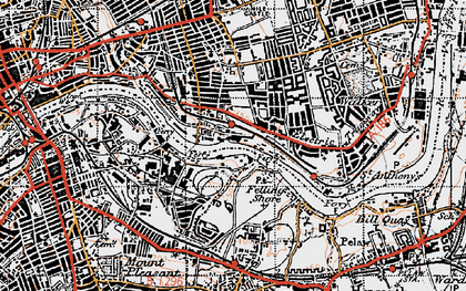 Old map of Felling Shore in 1947