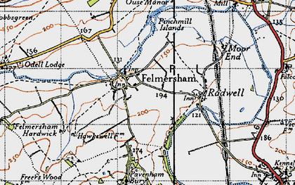 Old map of Felmersham in 1946