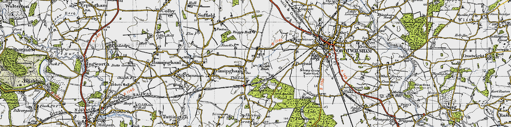 Old map of Felmingham in 1945