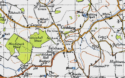 Old map of Bradfield Woods (Nature Reserve) in 1946