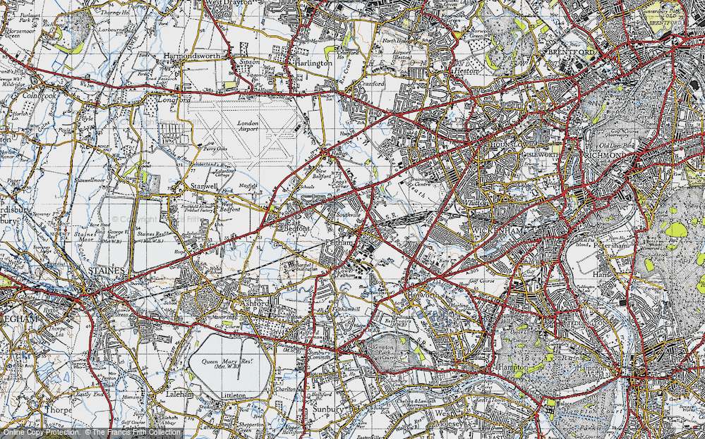 Old Map of Feltham, 1940 in 1940