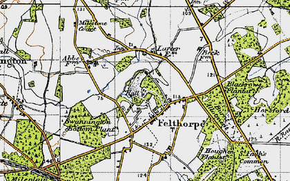 Old map of Felthorpe in 1945