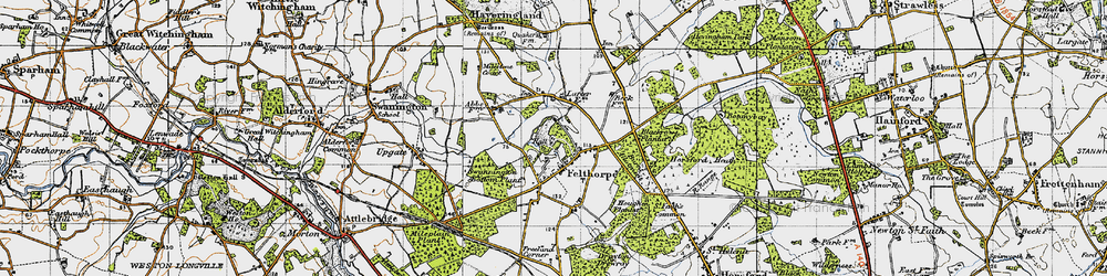 Old map of Blackrow Plantn in 1945