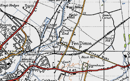 Old map of Fen Ditton in 1946