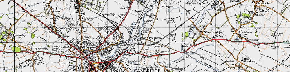 Old map of Fen Ditton in 1946