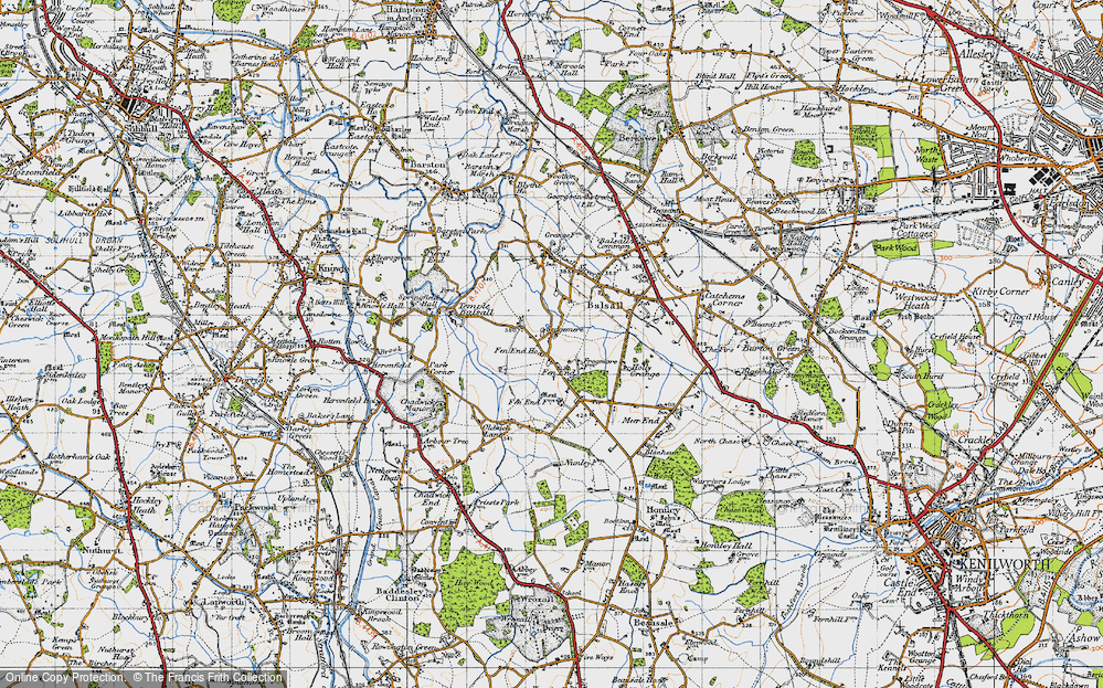 Old Map of Historic Map covering Balsall Lodge in 1947