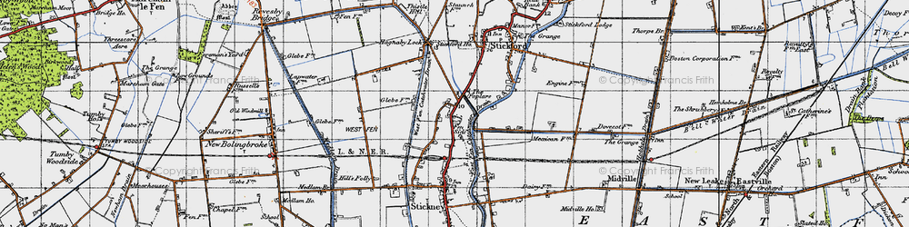 Old map of Fen Side in 1946