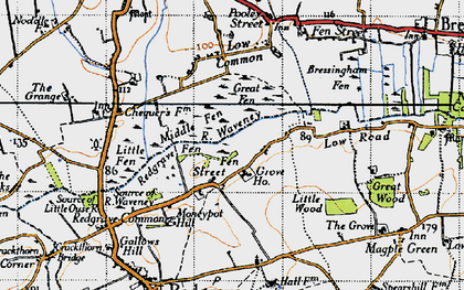 Old map of River Waveney in 1946