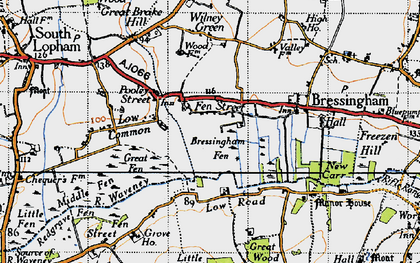 Old map of Bressingham Fen in 1946