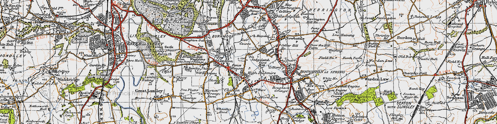 Old map of Fence Houses in 1947