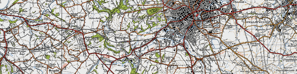 Old map of Feniscliffe in 1947