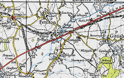 Old map of Fenny Bridges in 1946