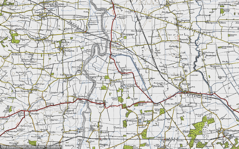 Old Map of Historic Map covering Broom Hills in 1947