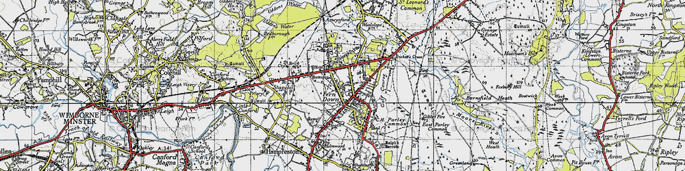 Old map of Ferndown in 1940
