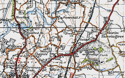 Old map of Fernhill Heath in 1947