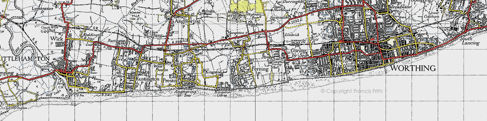 Old map of Ferring in 1940