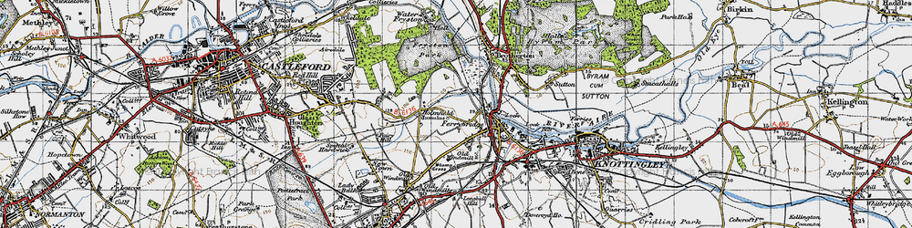 Old map of Ferrybridge in 1947